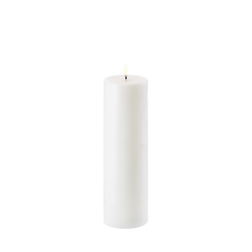 Uyuni LED Bloklys, Nordic White, Smooth, Ø7,8 x H25 cm